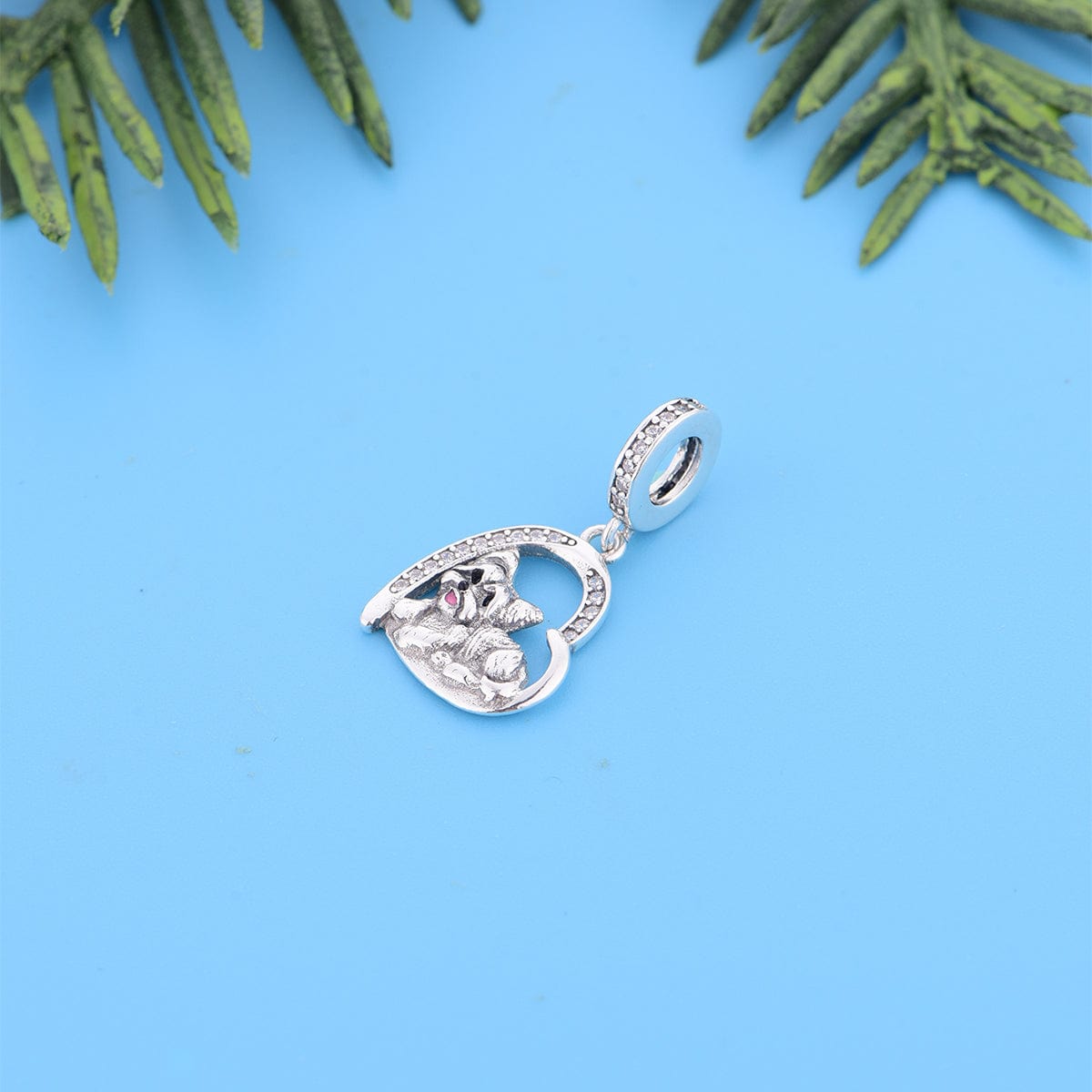 Yorkie Love Heart Charm