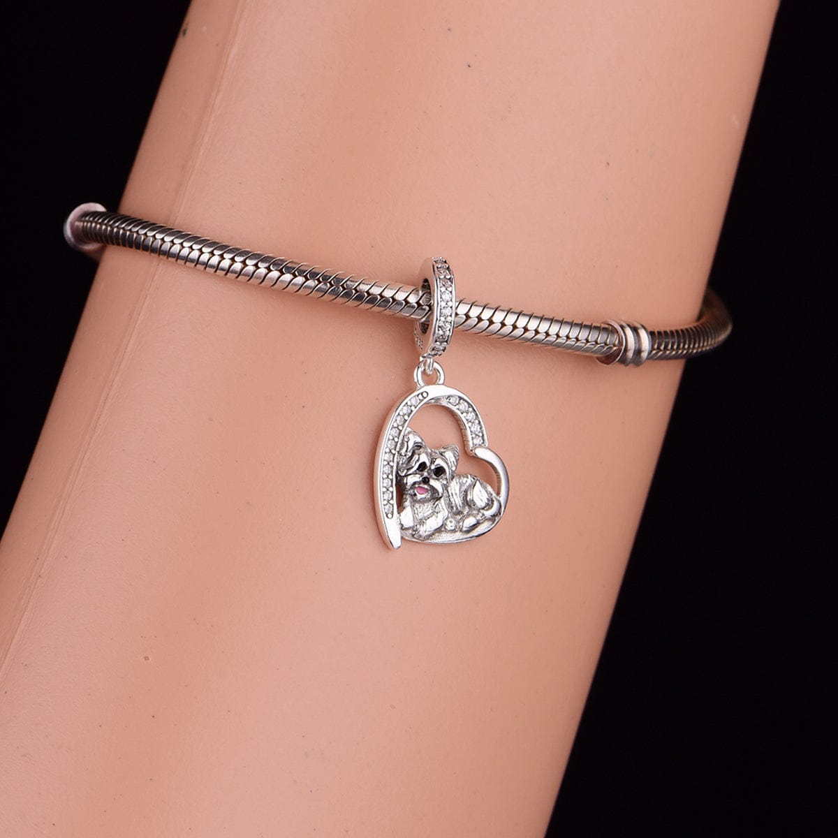 Yorkie Love Heart Charm