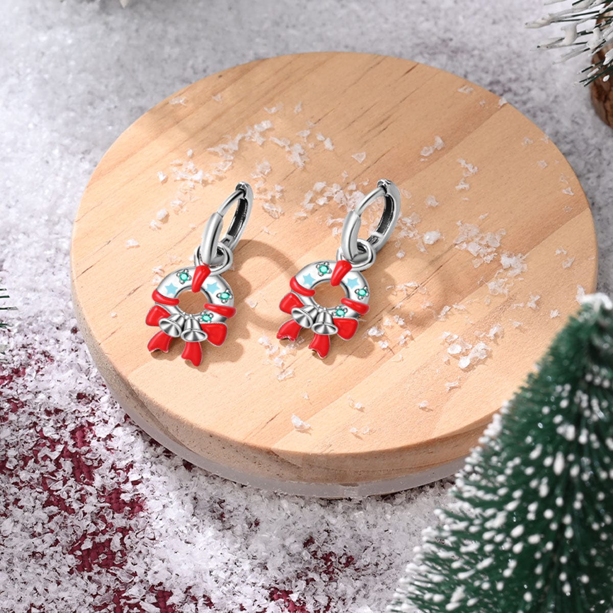 Festive Holiday Wreath & Bell Earrings