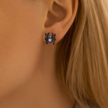 Mystic Spider Earrings with Purple and Green Gemstones